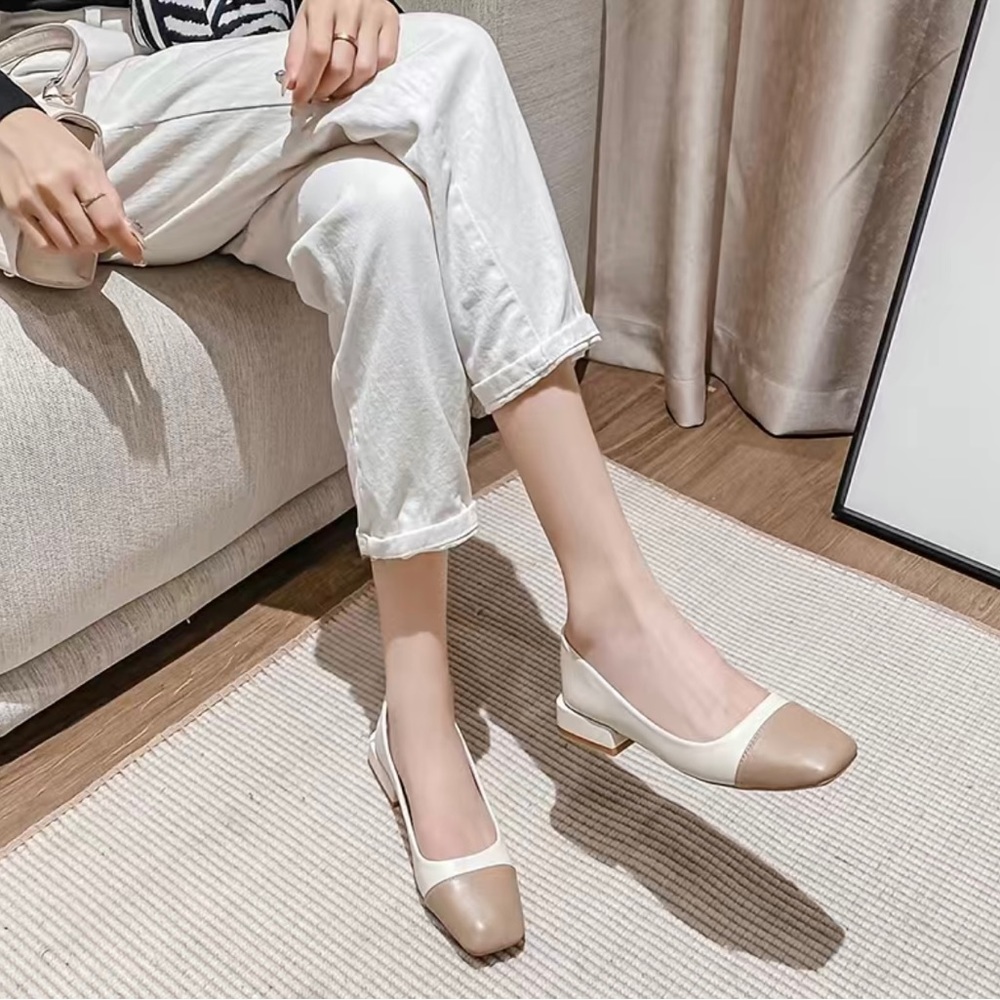Women's Square Toe Colorblock Shoes, Low Heel Court Pumps, size 5.5